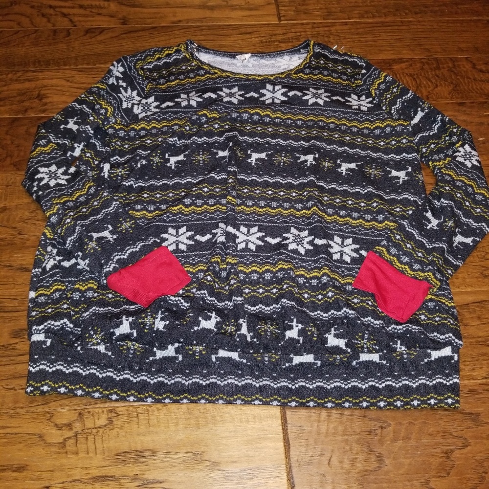 sun n moon Sweater Winter Deer Snowflakes Medium